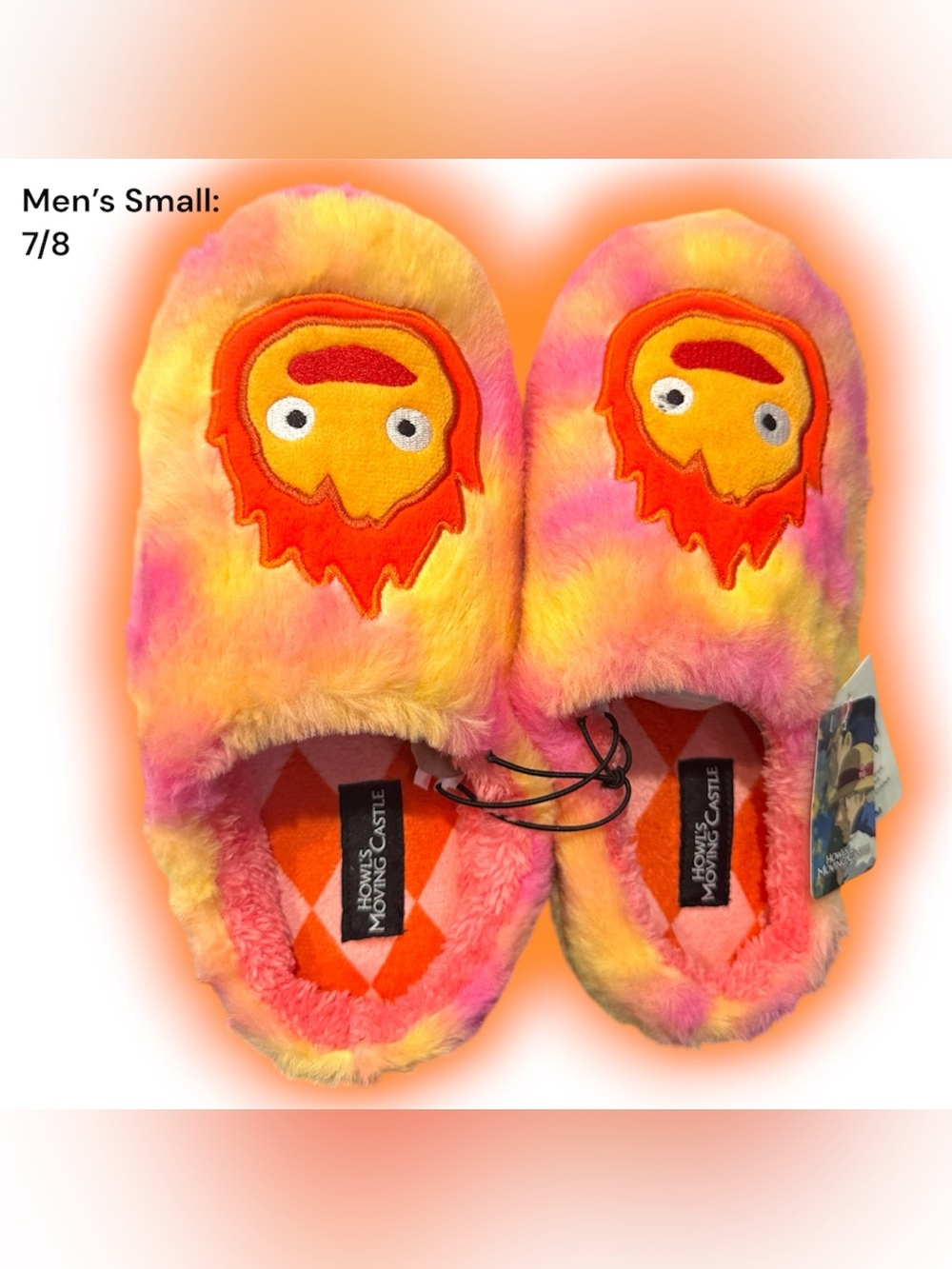 Studio Ghibli Howl’s Moving Castle Calcifer Faux Fur Men's Slippers